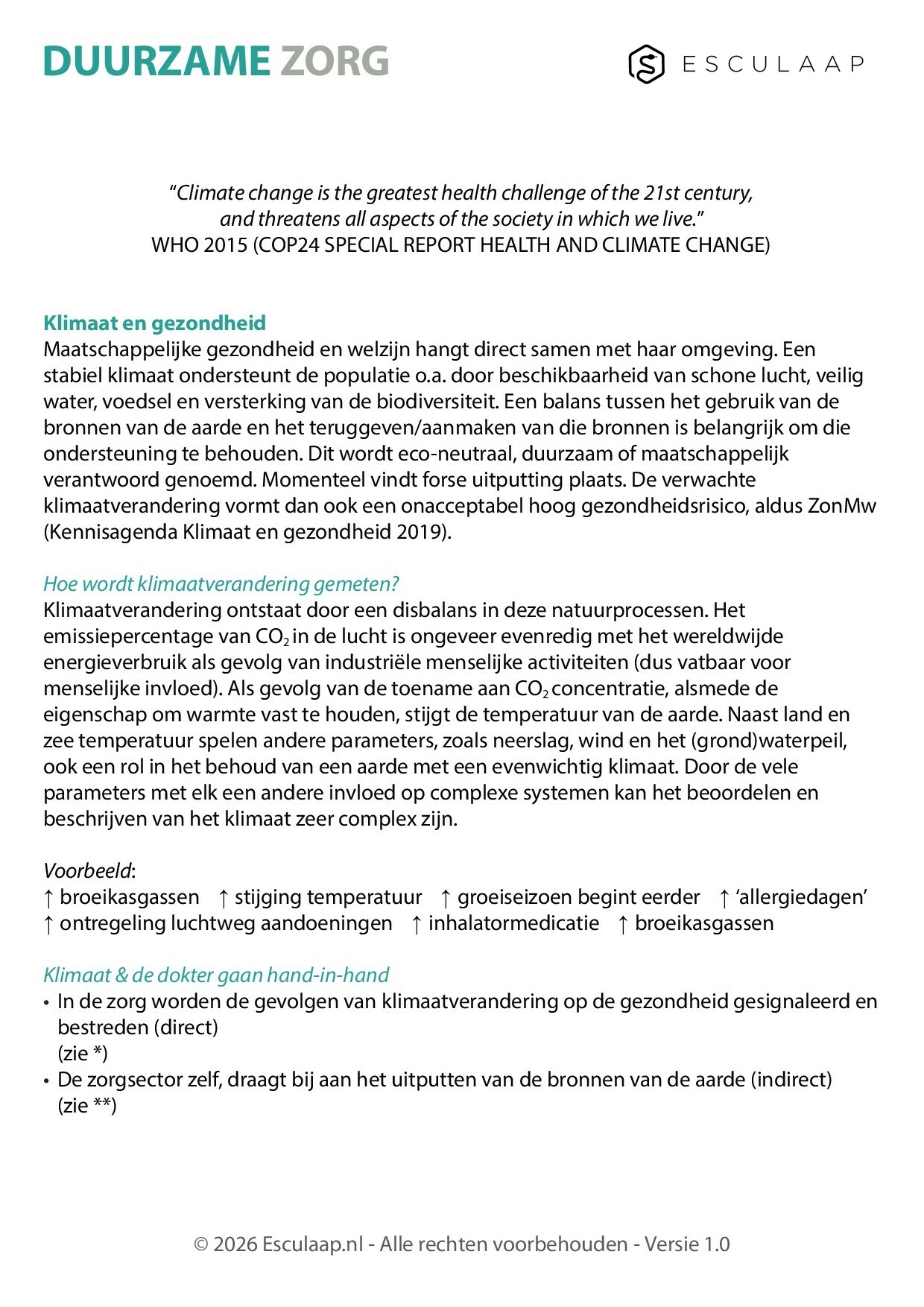 Voorbeeld van pagina 1 van Duurzame zorg