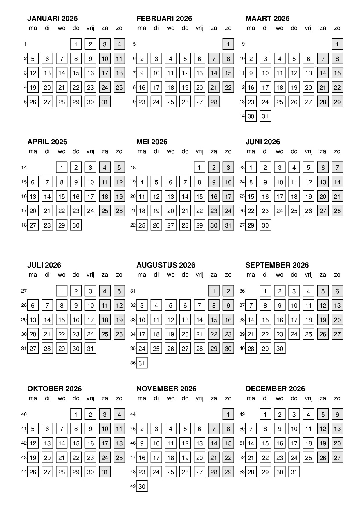 Voorbeeld van pagina 3 van Planner (week)