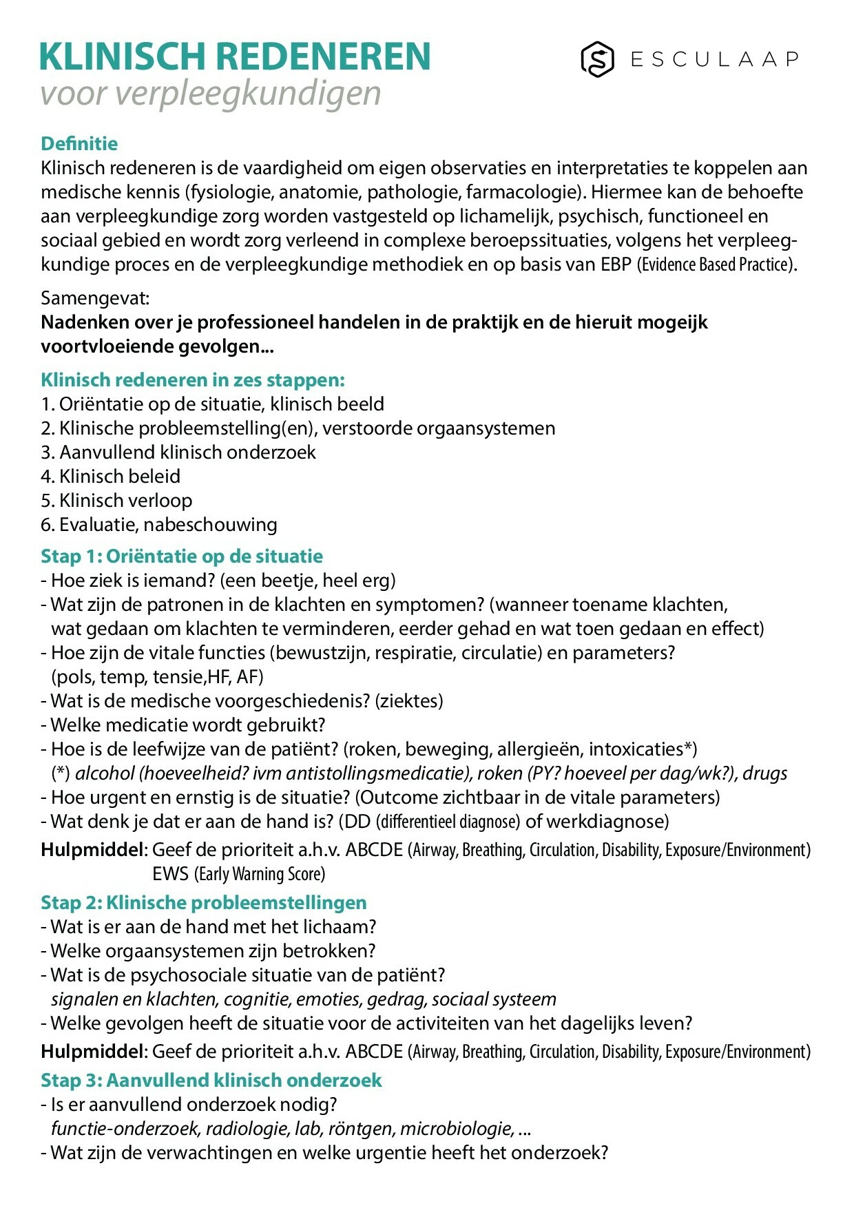 Voorbeeld van pagina 1 van Klinisch redeneren