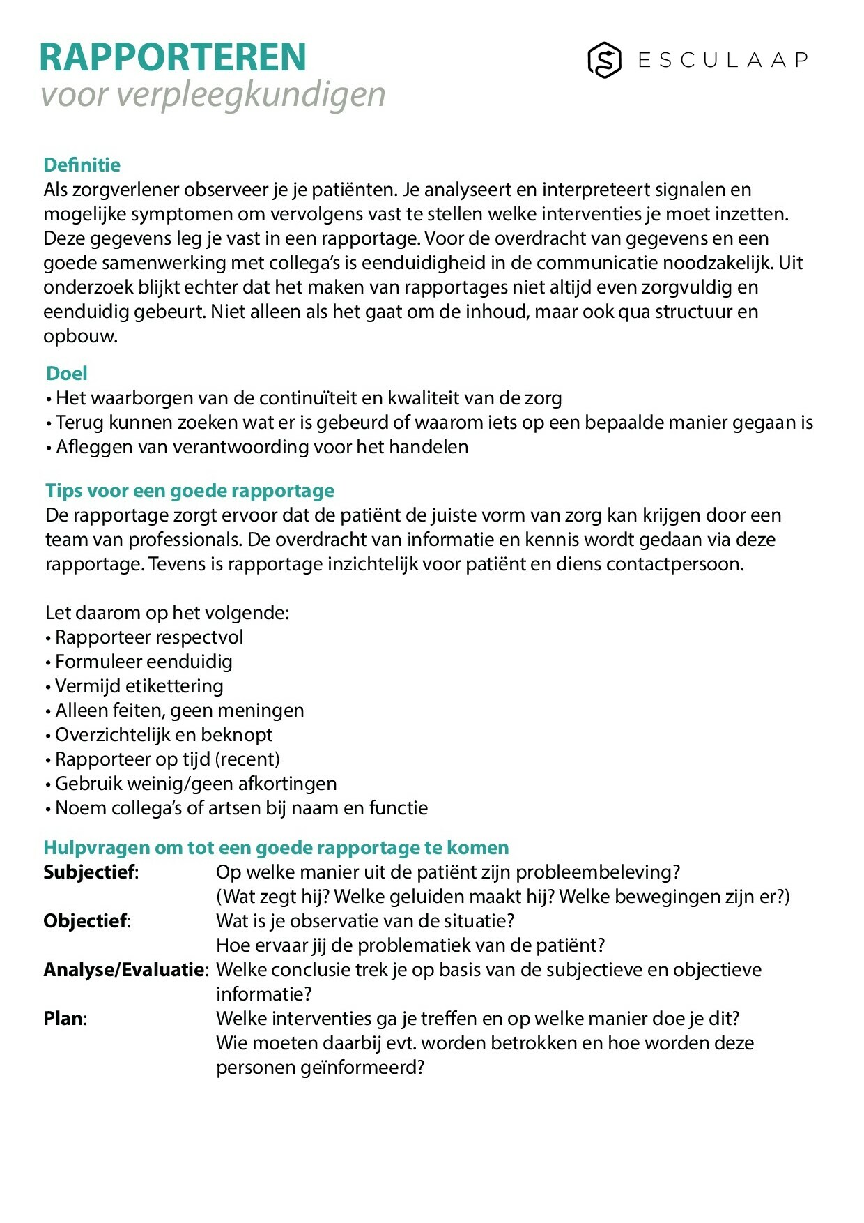 Voorbeeld van pagina 1 van Rapporteren